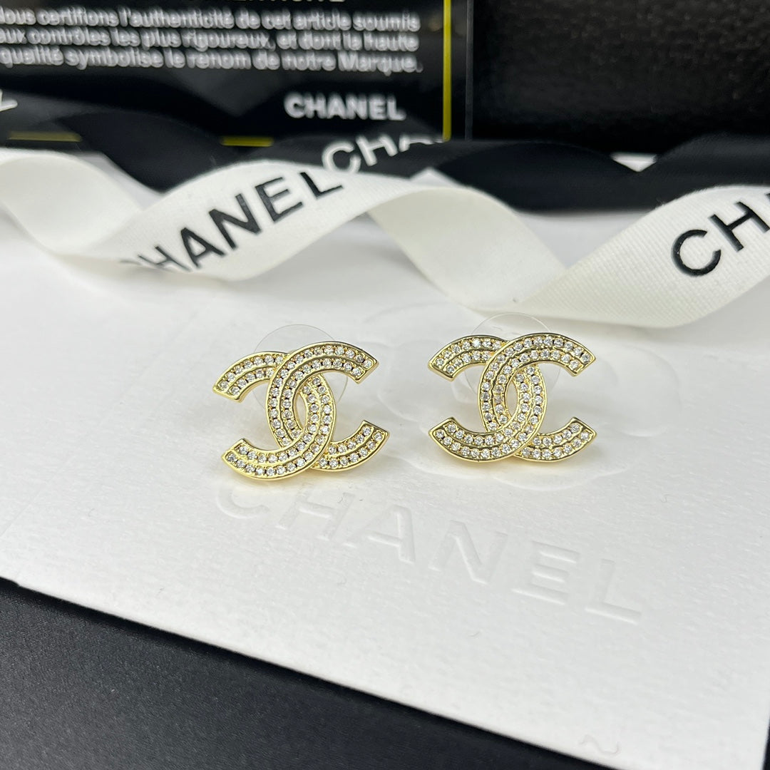 2025 Luxury Double Drainage Diamond Double C Earrings