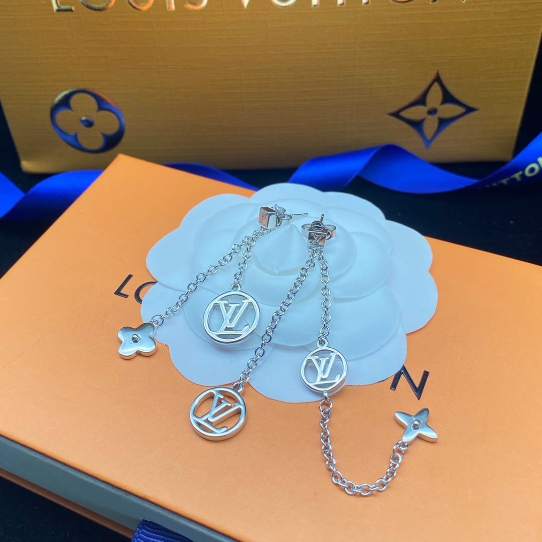 2025 Flowers Letters Logo Chain Earrings