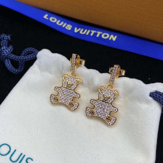 2025 Full Diamond Bear Drop Earrings