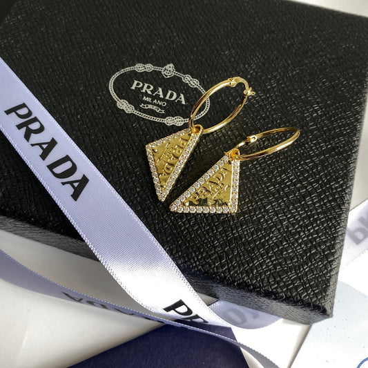 2025 Gold Triangle Diamond Earrings
