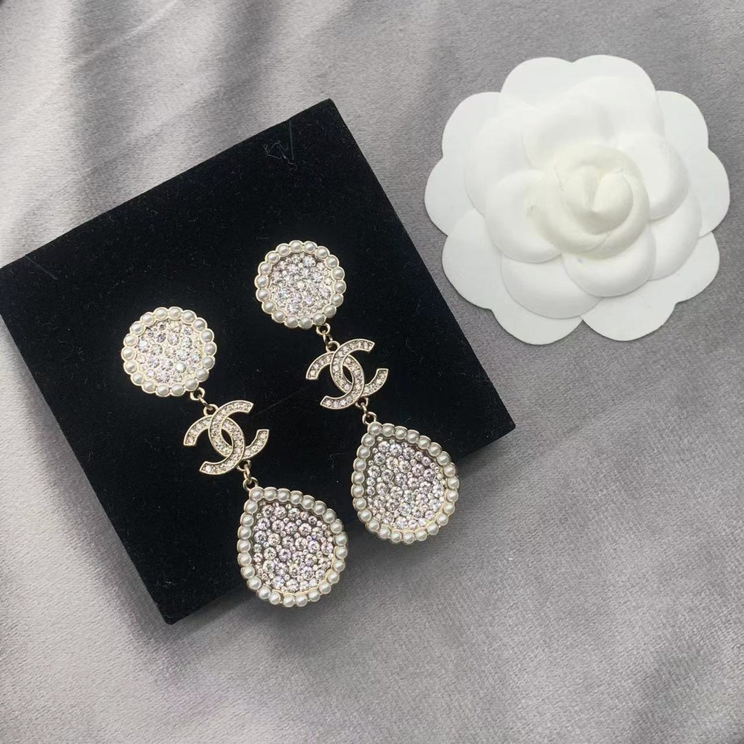 2025 Full Diamond Pearl Earrings