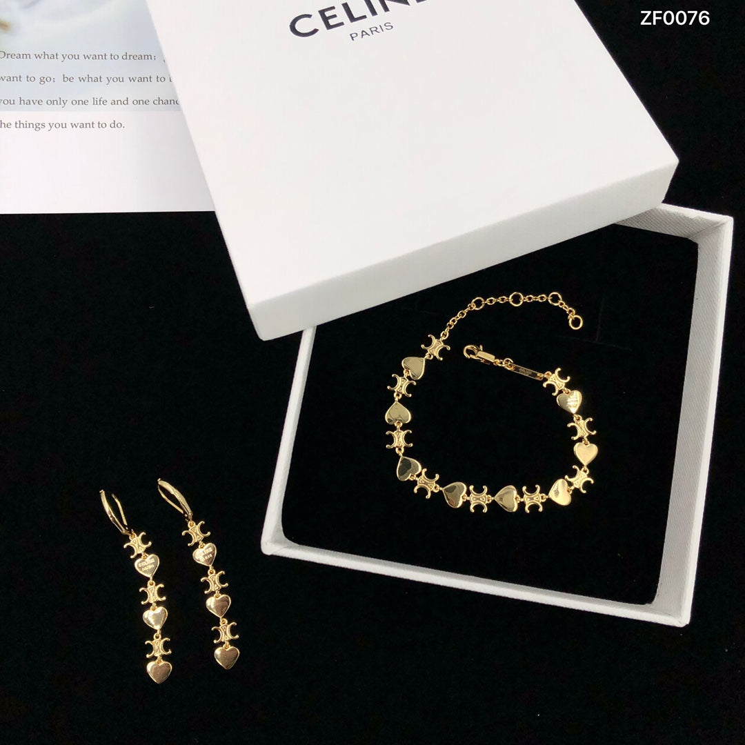 2025 Heart Shape Bracelet Earrings Set