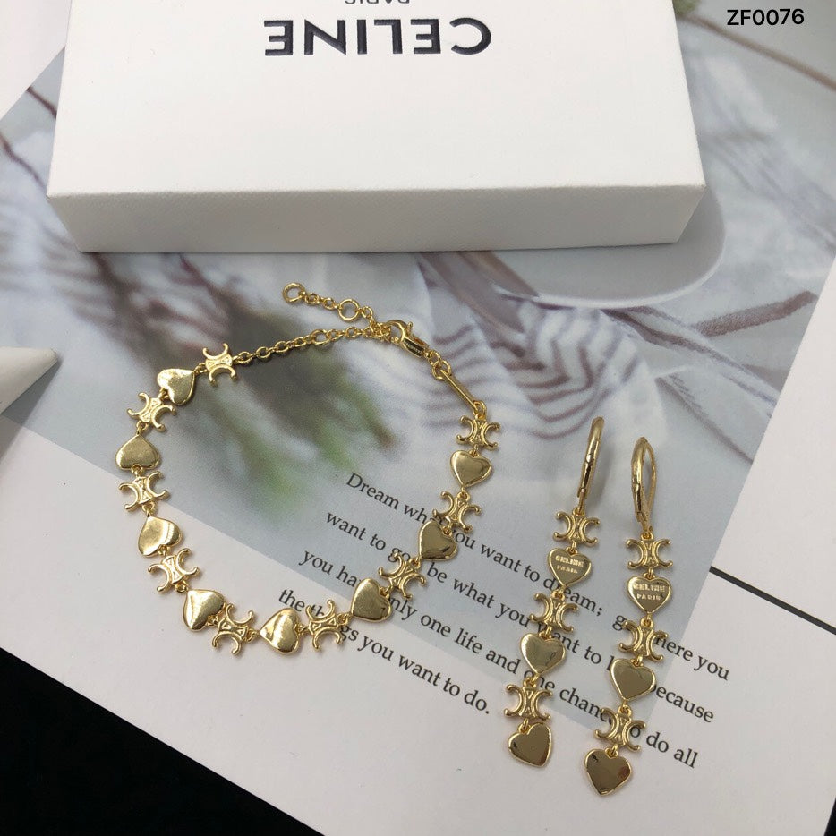 2025 Heart Shape Bracelet Earrings Set