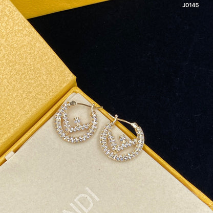 2025 Letter Diamond Round Earrings