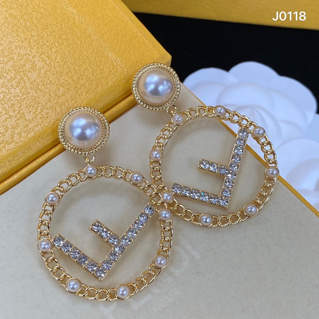 2025 Letter Pearl Earrings