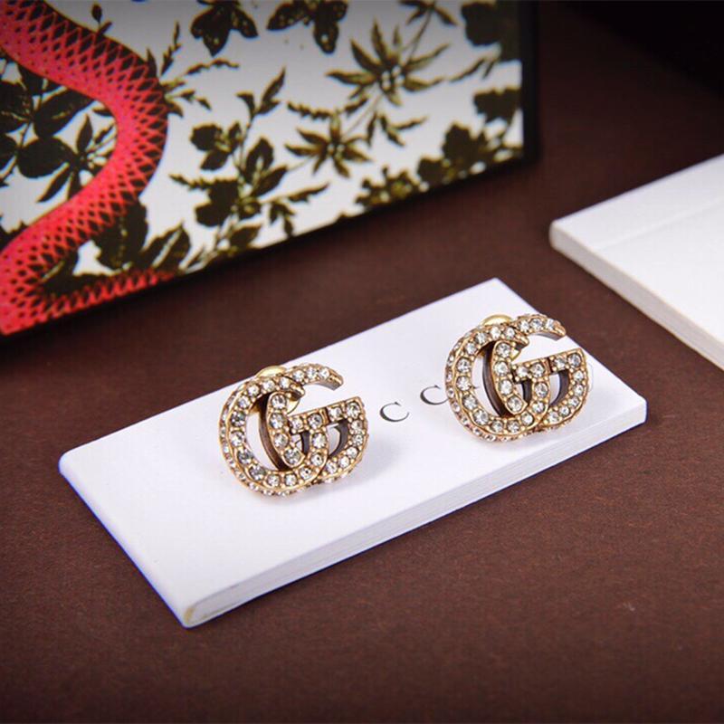 2025 Luxury Rhinestone Double G Stud Earrings
