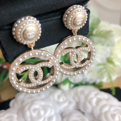 2025 Luxury Pearl Big Circle Pendant Earrings