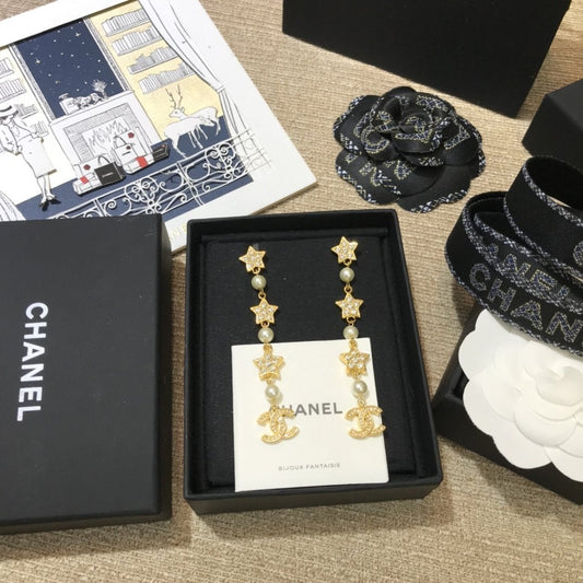 2025 Luxury Pearl Rhinestone Star Pendant Earrings