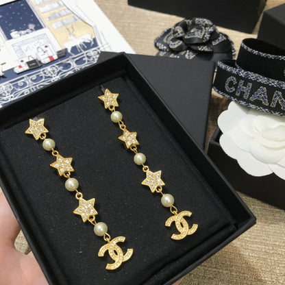 2025 Luxury Pearl Rhinestone Star Pendant Earrings