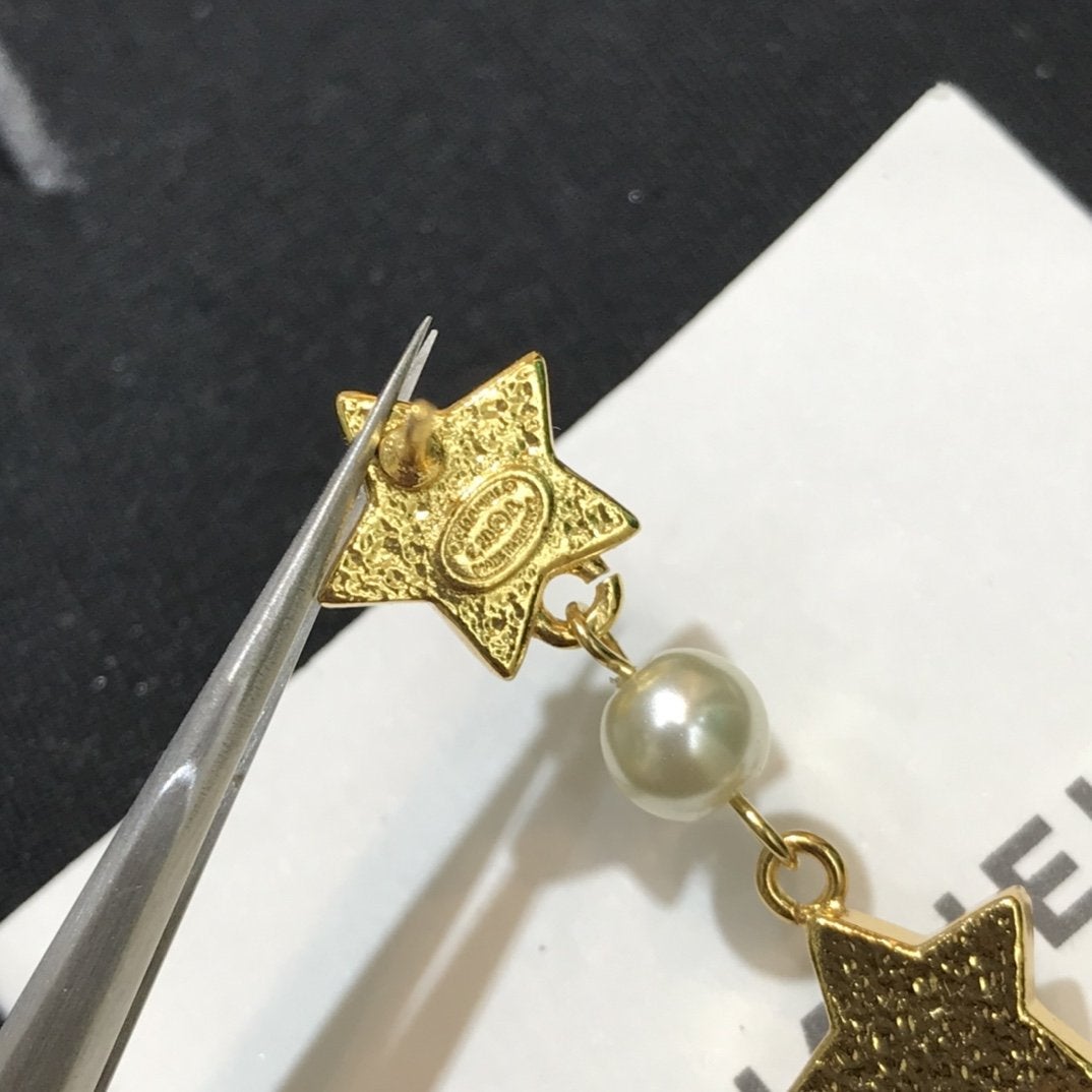 2025 Luxury Pearl Rhinestone Star Pendant Earrings