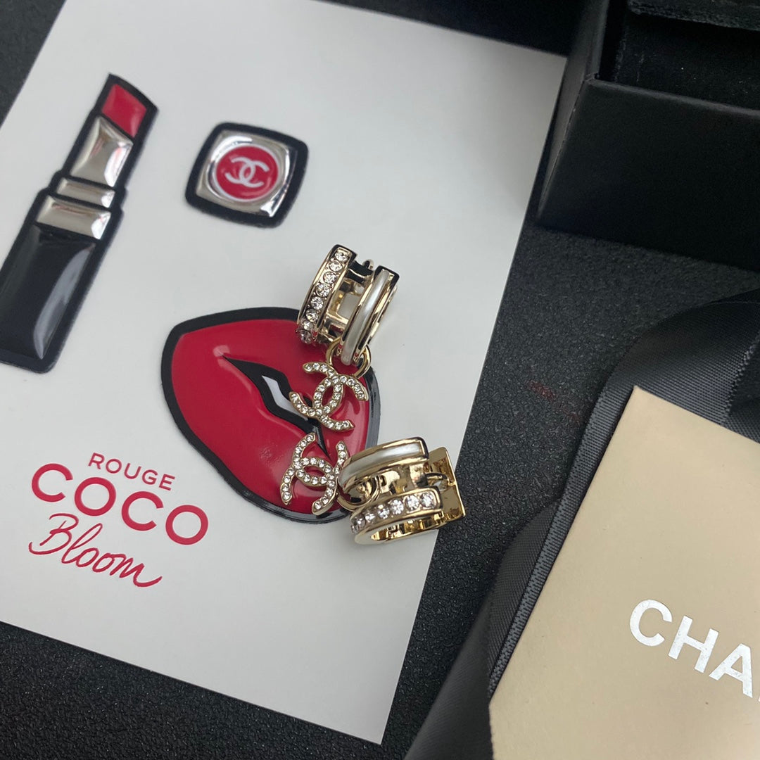 2025 luxury double inlaid rhinestone pendant earrings