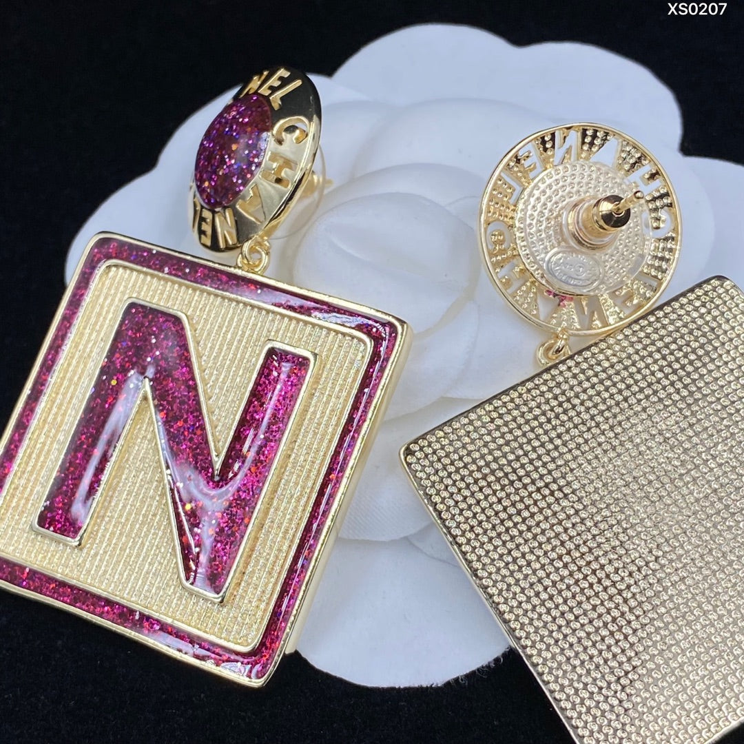 2025 Fashion Square Alphabet Pendant Earrings