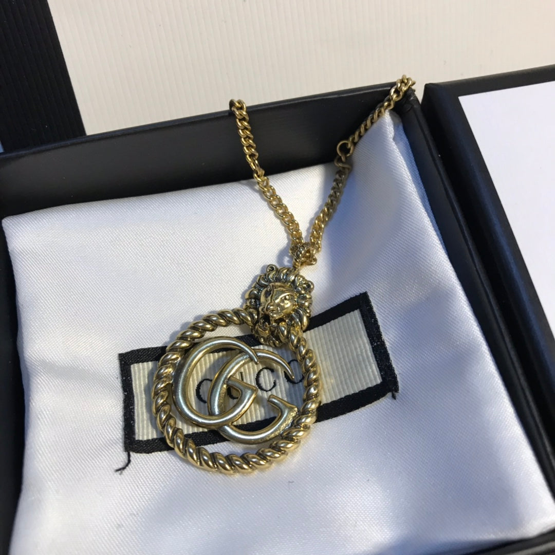 2025 Fashion Hemp Rope Lion Double G Necklace