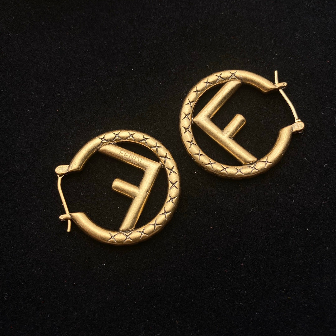 2025 Fashion F letter pattern earrings