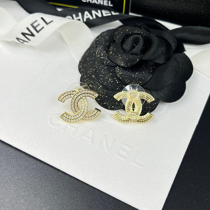 2025 Luxury Double Drainage Diamond Double C Earrings