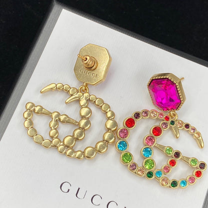 2025 Fashion Double Colored Diamond Pendant Earrings