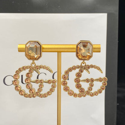 2025 Fashion Double Rhinestone Pendant Earrings