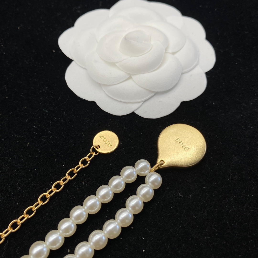 2025 Fashion CD Pearl Pendant Brand Necklace