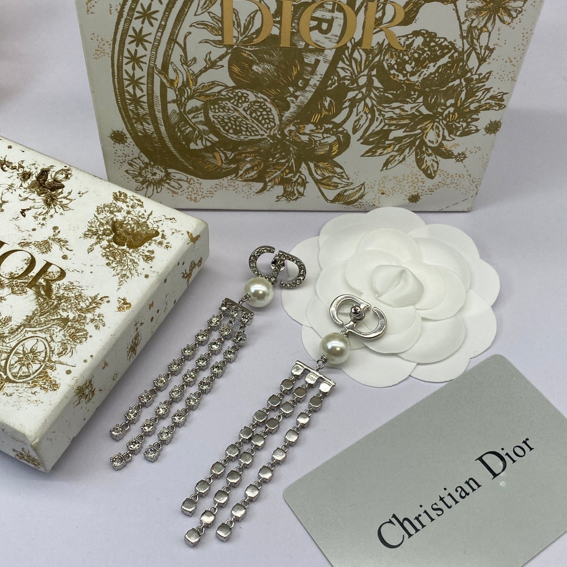 2025 Fashion CD Rhinestone Tassel Pendant Earrings