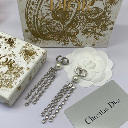 2025 Fashion CD Rhinestone Tassel Pendant Earrings