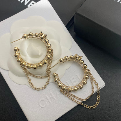 2025 Fashion double chain pendant earrings