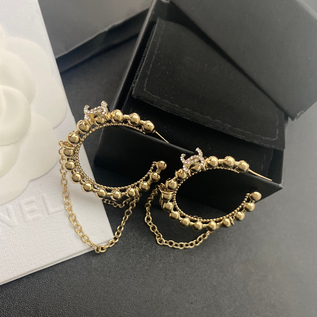 2025 Fashion double chain pendant earrings