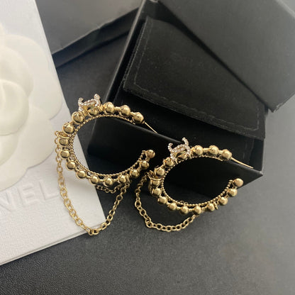 2025 Fashion double chain pendant earrings