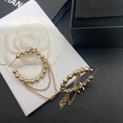 2025 Fashion double chain pendant earrings