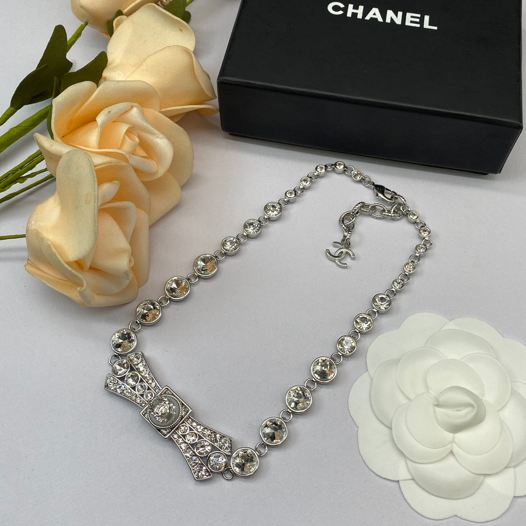 2025 Fashion CC Bow Rhinestone Necklace