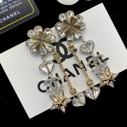 2025 Fashion Rhinestone Star Heart Dangle Earrings