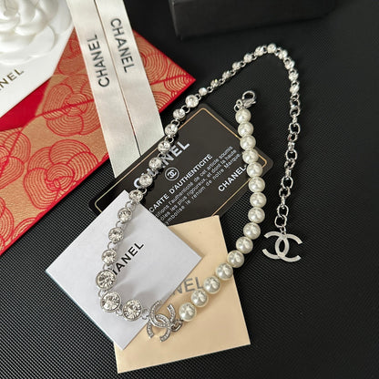2025 Fashion CC rhinestone pearl necklace