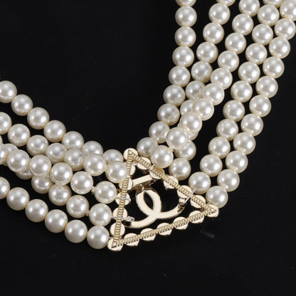 2025 Fashion CC triangle pearl necklace