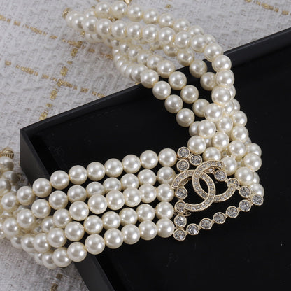 2025 Fashion CC triangle pearl necklace