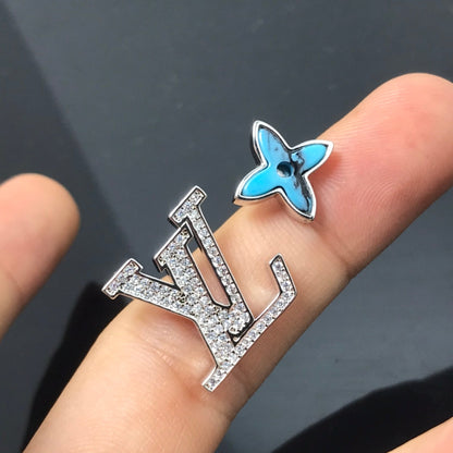 2025 Sapphire Full Diamond Asymmetric Stud Earrings