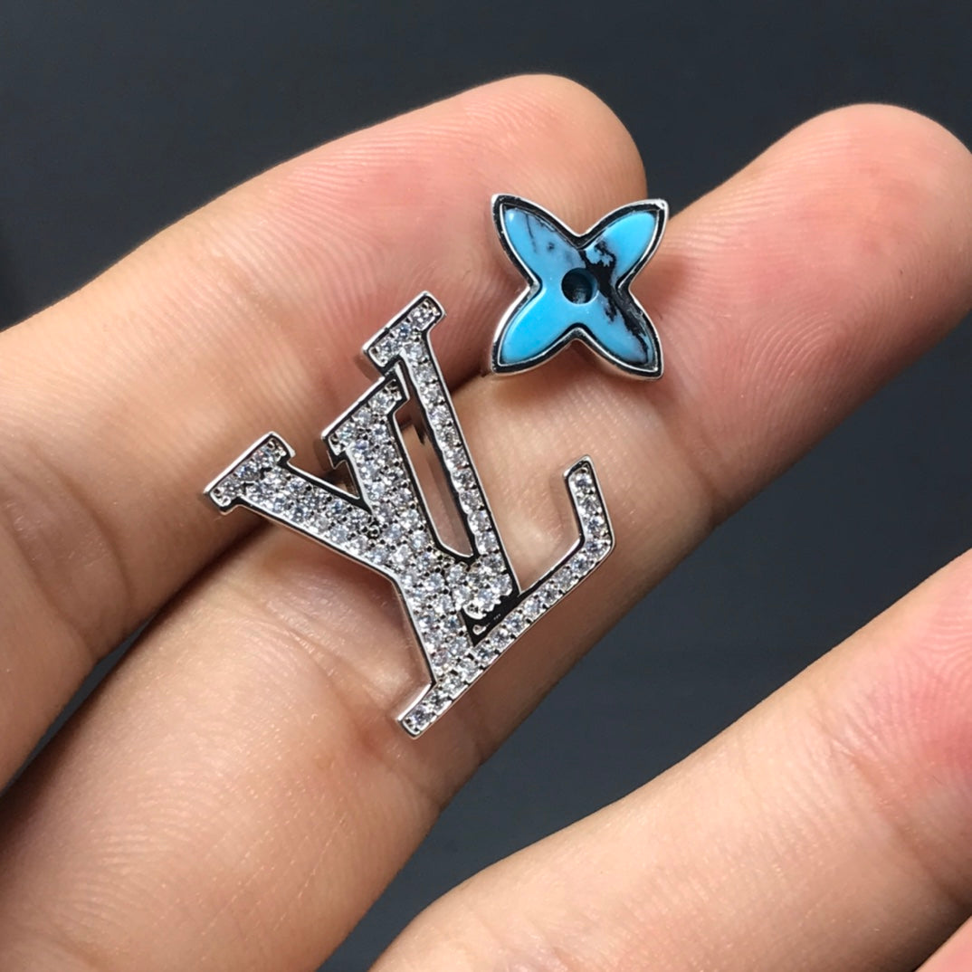 2025 Sapphire Full Diamond Asymmetric Stud Earrings