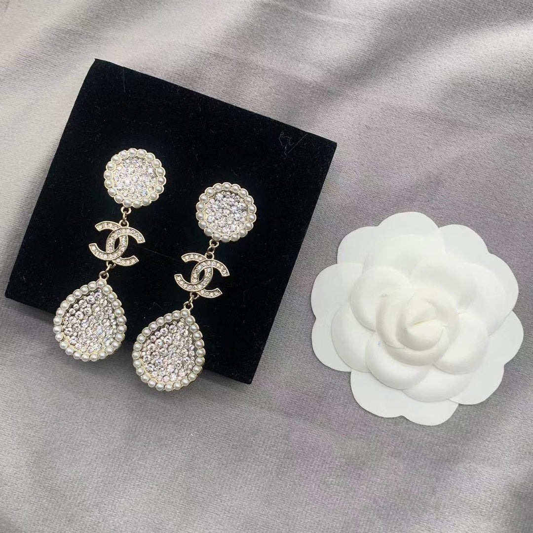 2025 Full Diamond Pearl Earrings