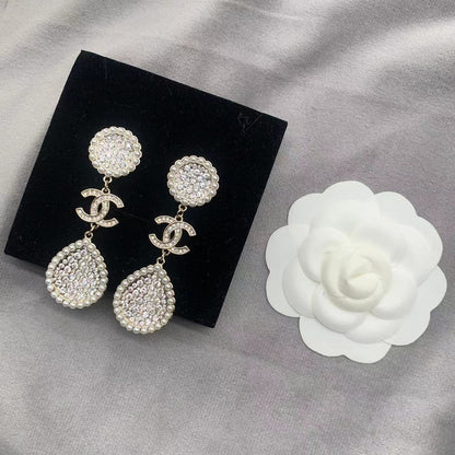 2025 Full Diamond Pearl Earrings