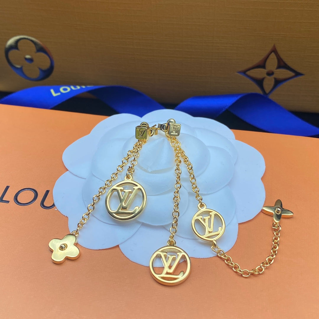 2025 Flowers Letters Logo Chain Earrings