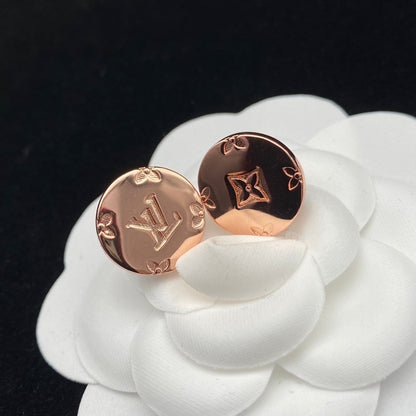 2025 Round Logo Letter Stud Earrings