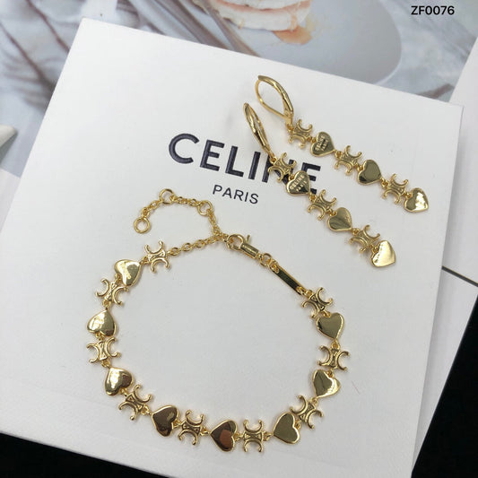 2025 Heart Shape Bracelet Earrings Set
