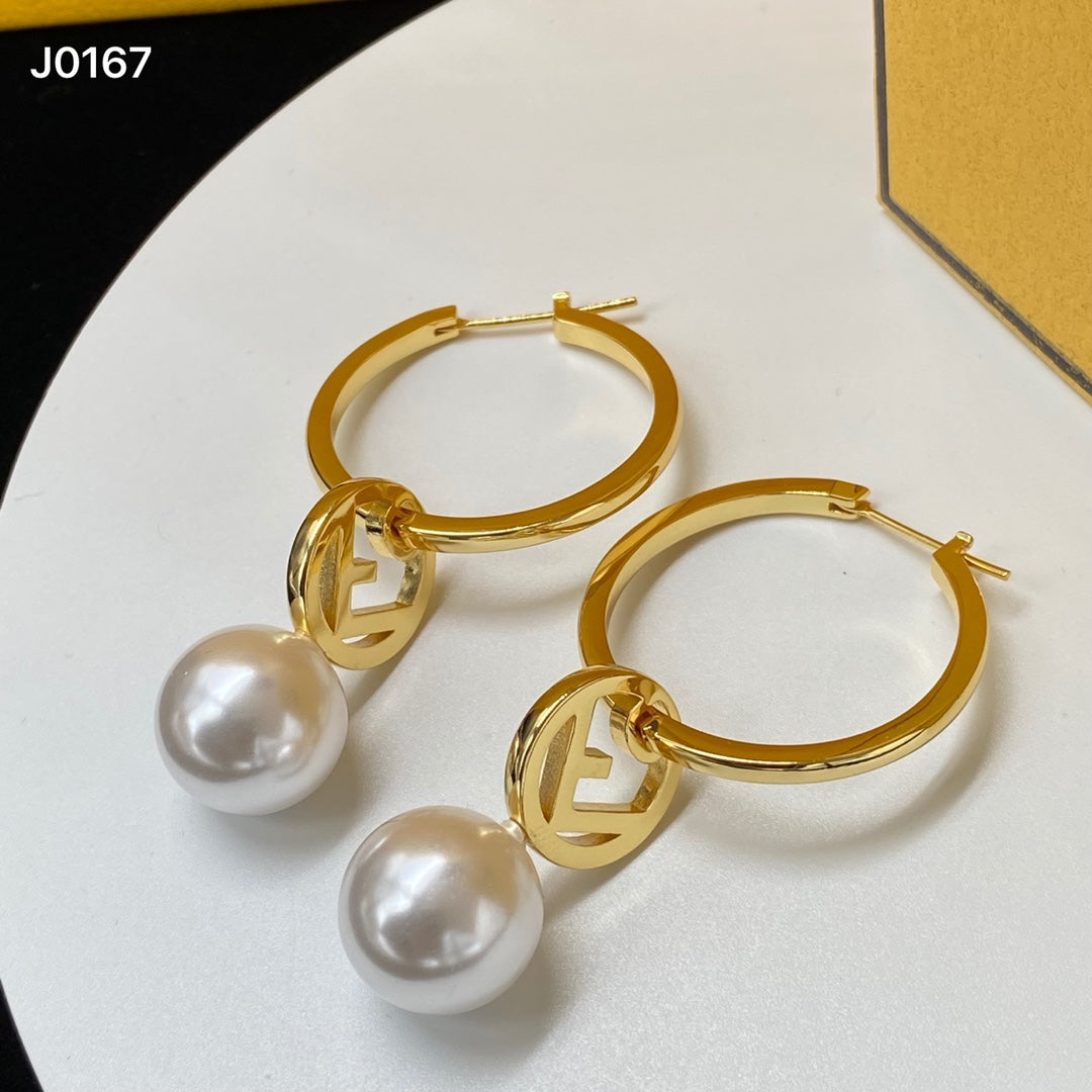 2025 Letter Pearl Large Hoop Earrings