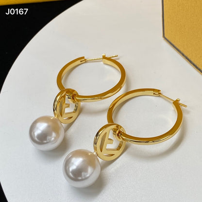2025 Letter Pearl Large Hoop Earrings