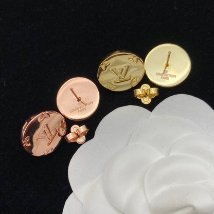 2025 Round Logo Letter Stud Earrings