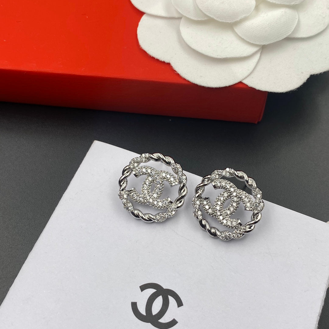 2025 Fine Sparkling Zircon Round Stud Earrings