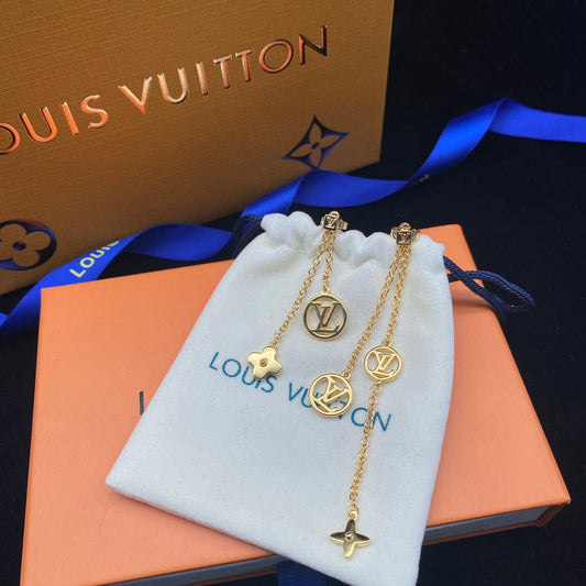 2025 Flowers Letters Logo Chain Earrings