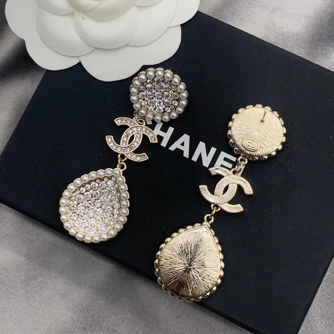 2025 Full Diamond Pearl Earrings