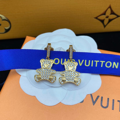 2025 Full Diamond Bear Drop Earrings