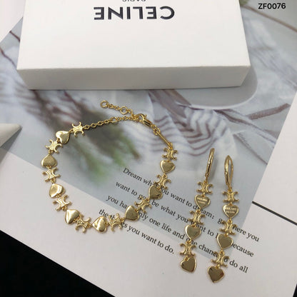 2025 Heart Shape Bracelet Earrings Set