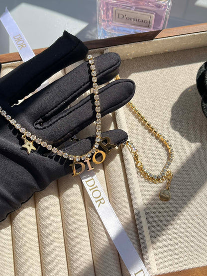 2025 Letters Star Charms Crystals Bracelet & Necklace