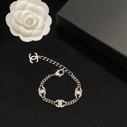 2025 Fashion Diamond Logo Bracelet & Necklace